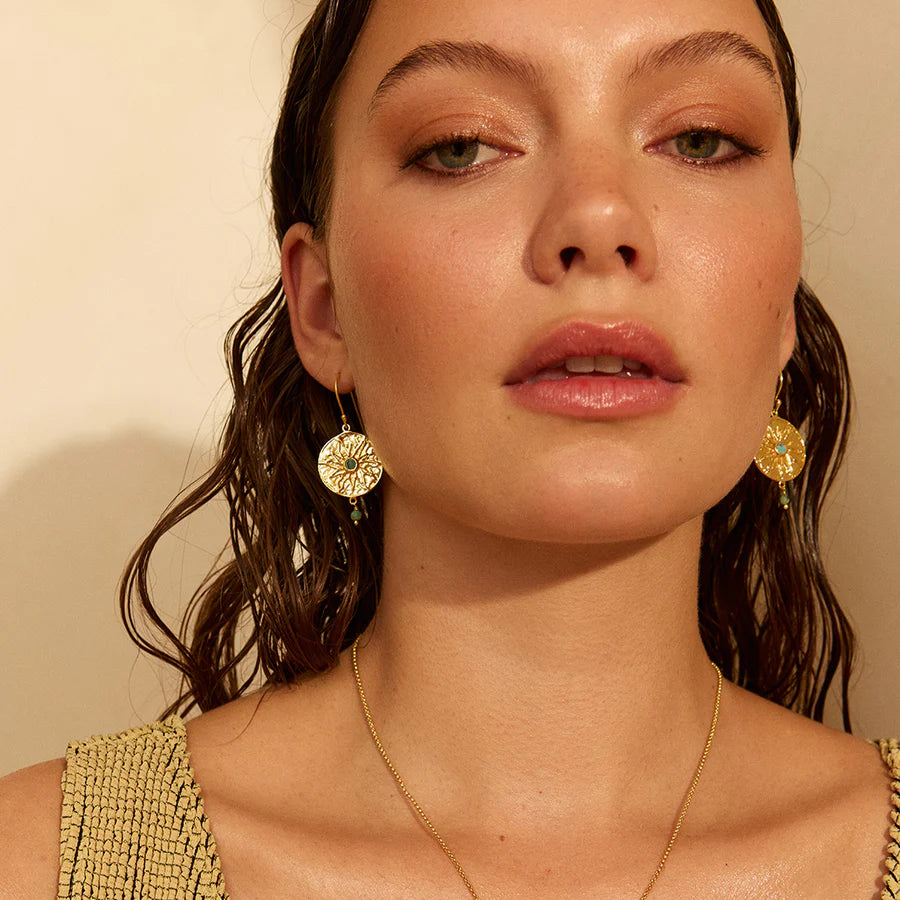 Ashiana Corfu Gold Sunburst Earrings