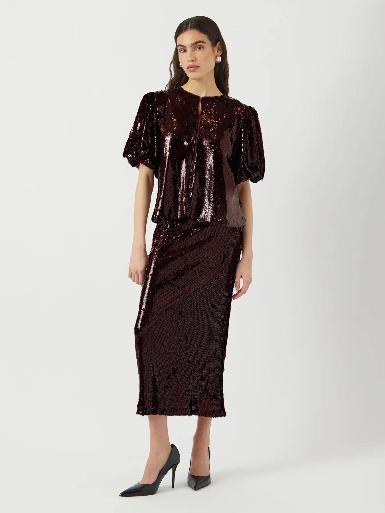 YAS Royalina Sequin Ankle Skirt