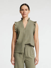 Selected Femme Viva Ruffle Shirt - Vetiver