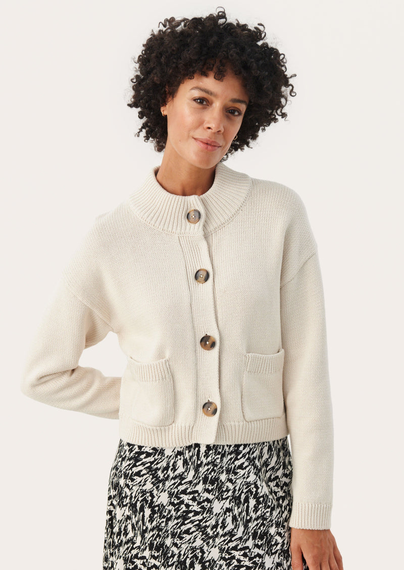 Part Two Clene Cropped Cardigan - Whitecap Gray