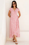 Aspiga Demi Wrap Dress - White & Pink
