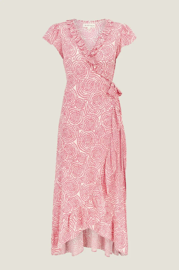 Aspiga Demi Wrap Dress - White & Pink