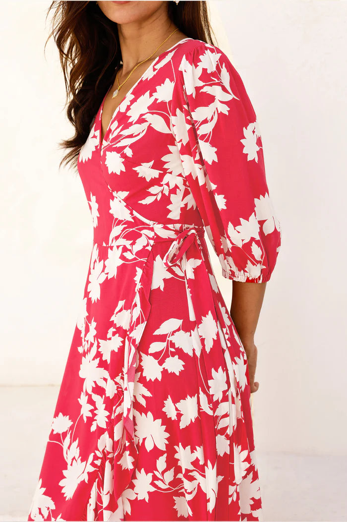 Aspiga Ella Wrap Dress - Red & Cream