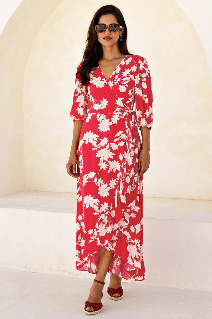 Aspiga Ella Wrap Dress - Red & Cream