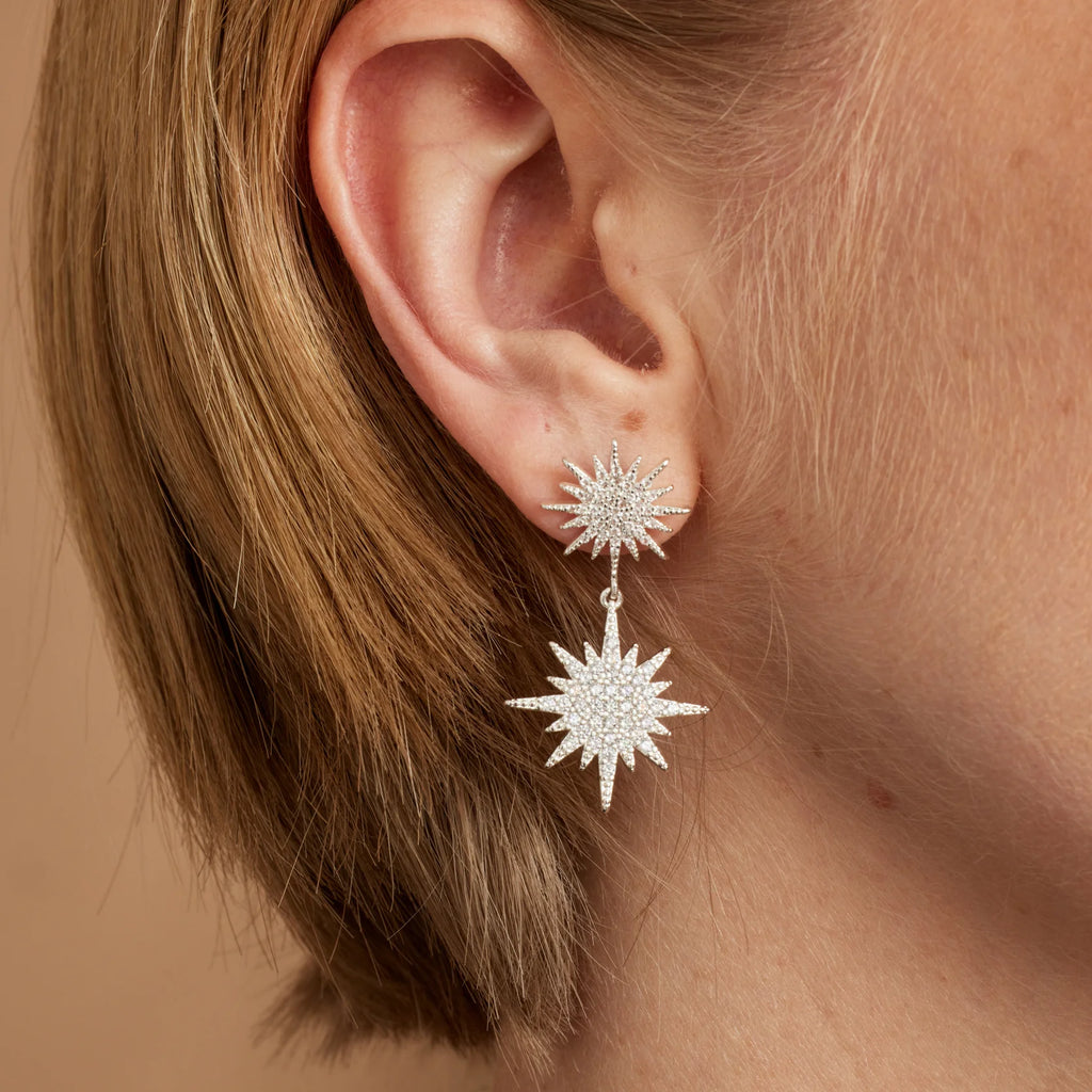 Ashiana Elsa Star Earrings - Silver