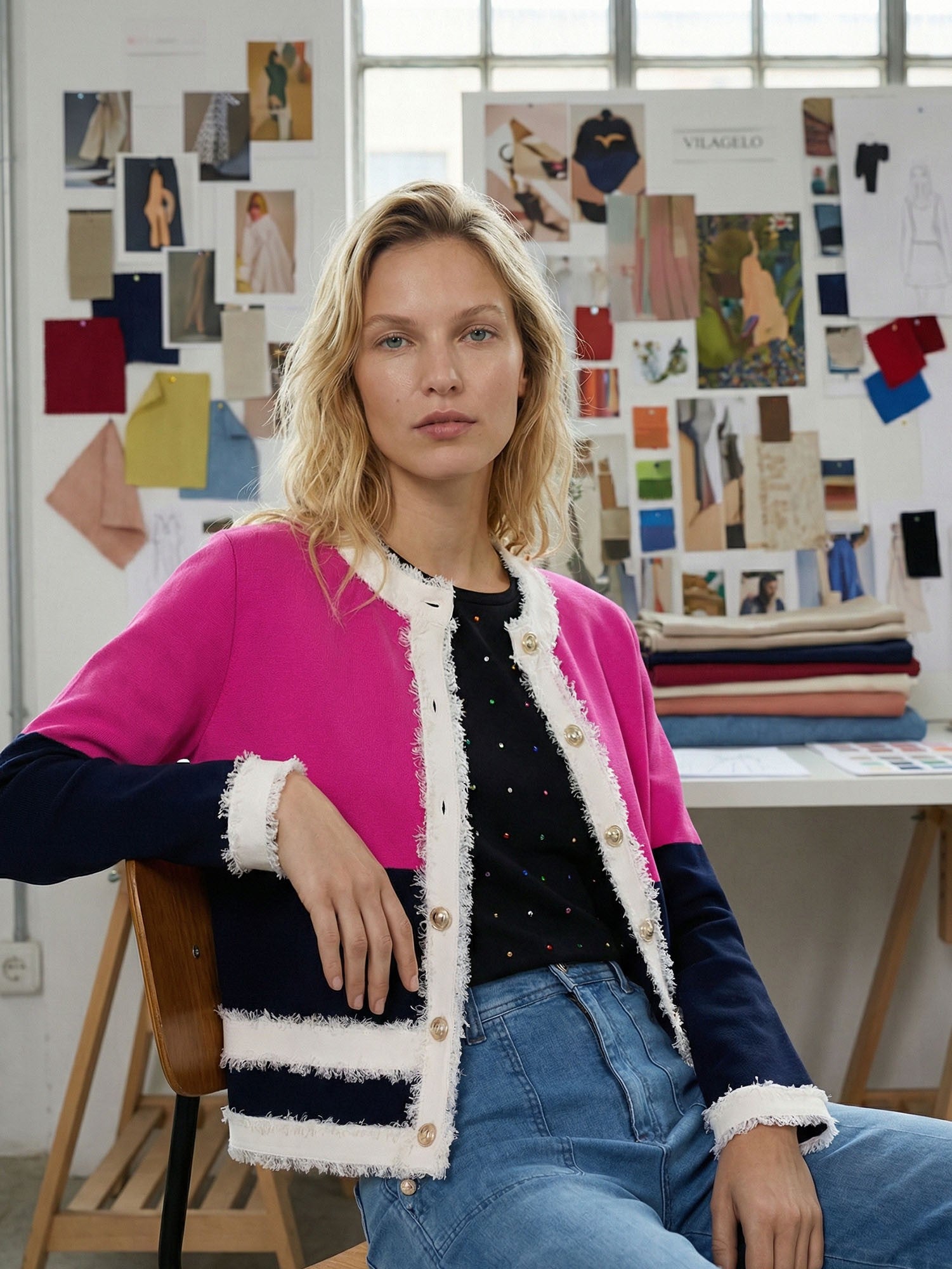 Vilagallo Marino Rosa Cardigan