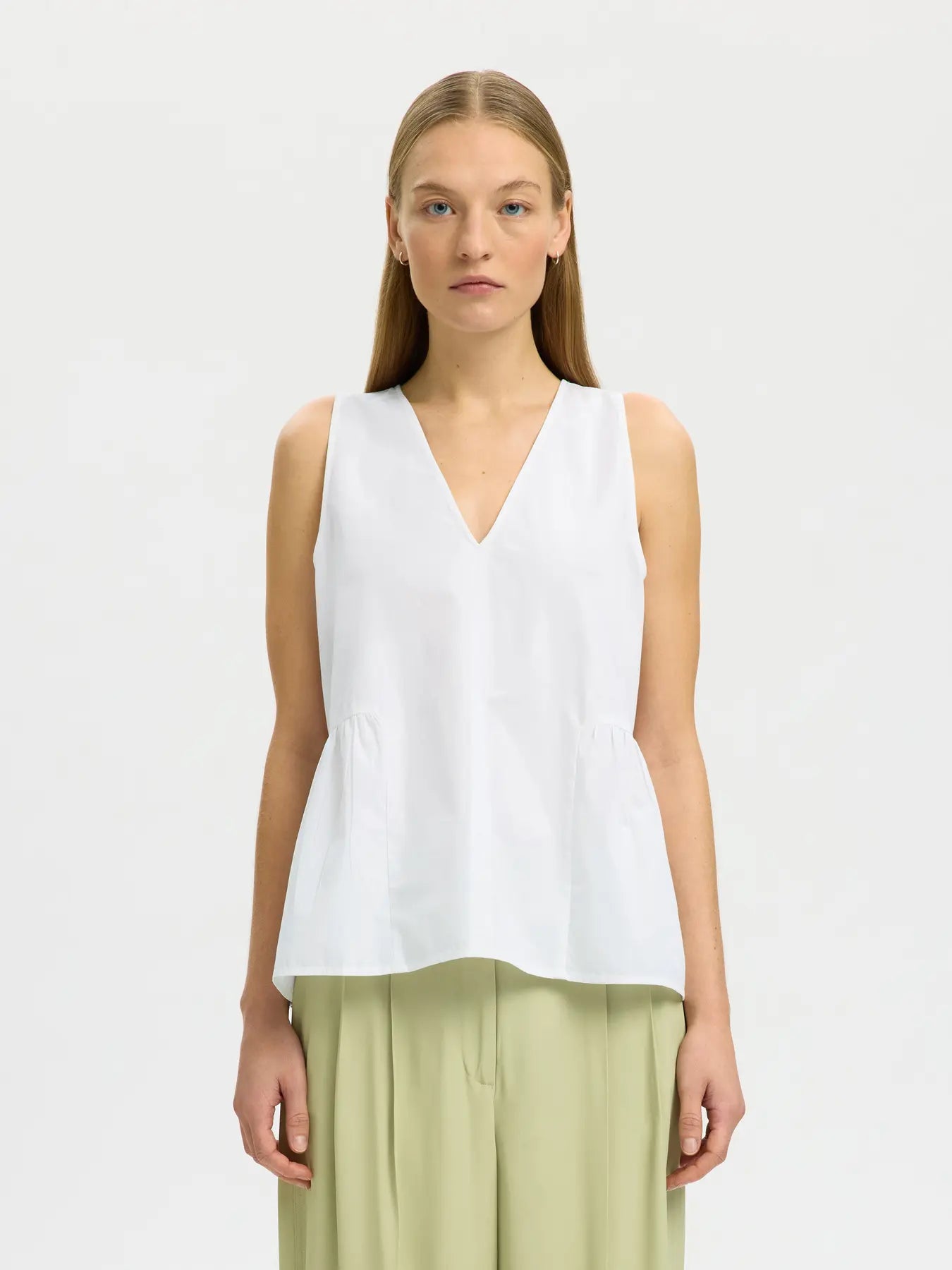 Selected Blair Peplum Top - White