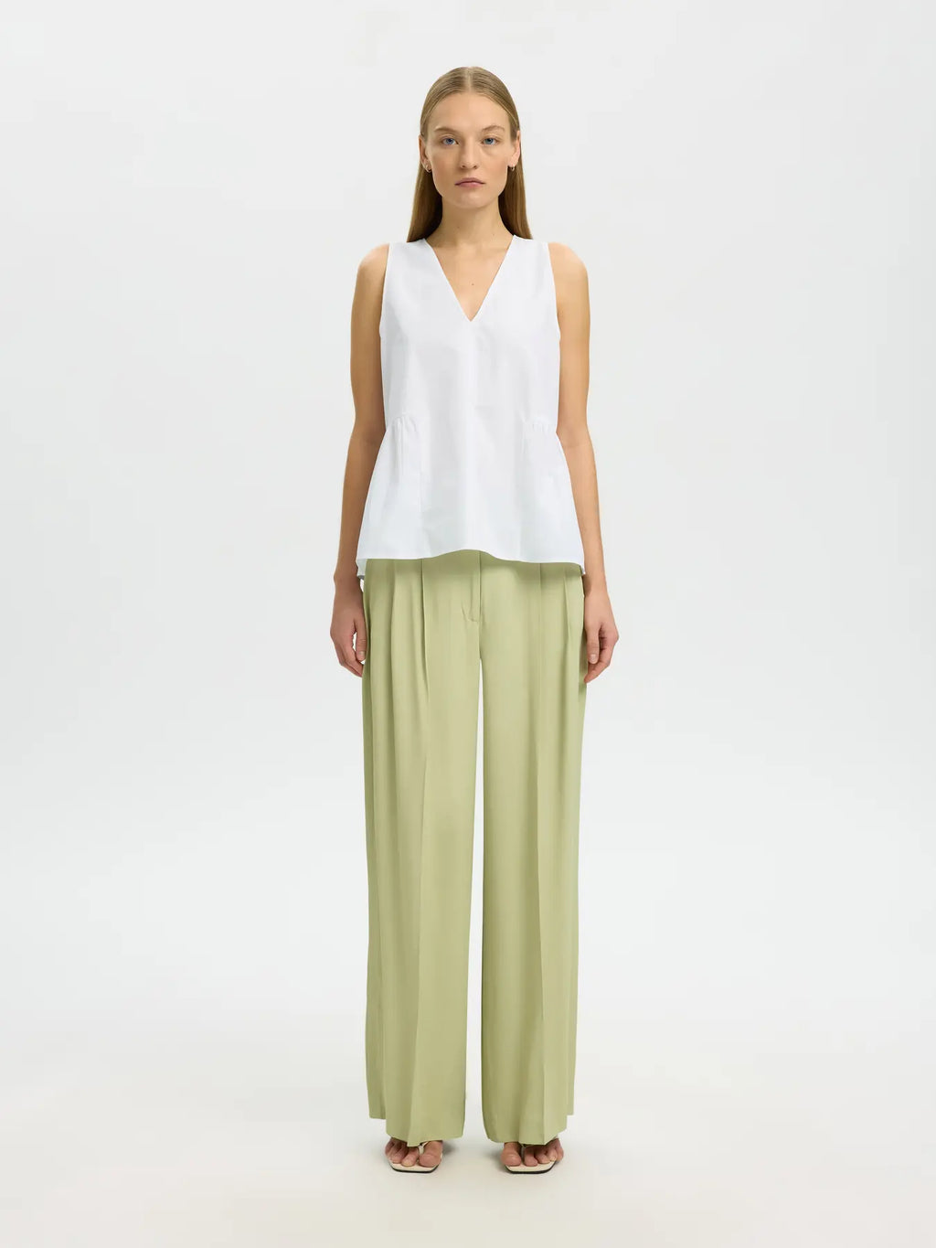 Selected Blair Peplum Top - White