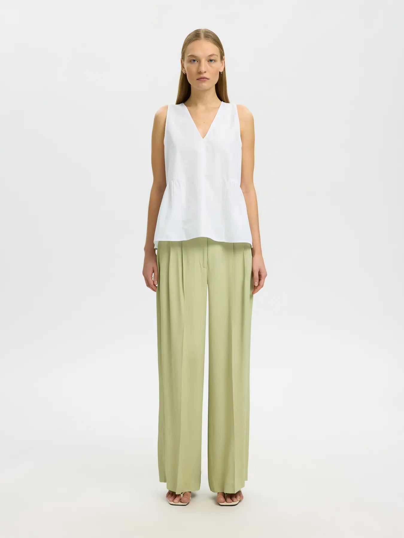 Selected Blair Peplum Top - White