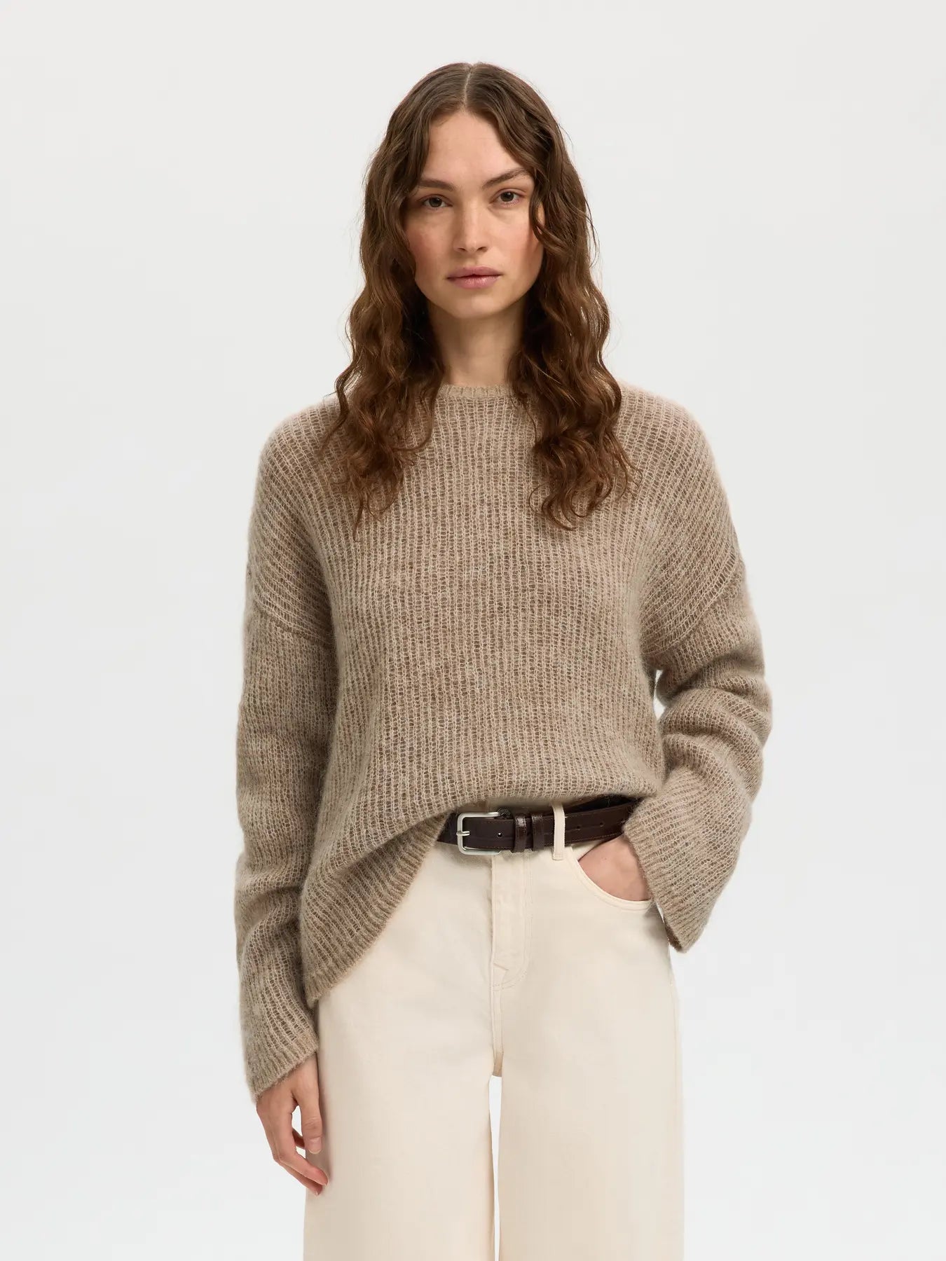Selected Femme Lulu Loose Knit Jumper - Chocolate Chip