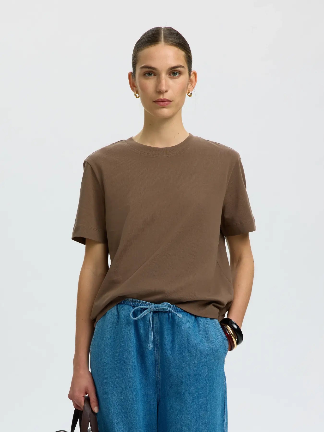 Selected Femme Boxy Tee - Chocolate Chip