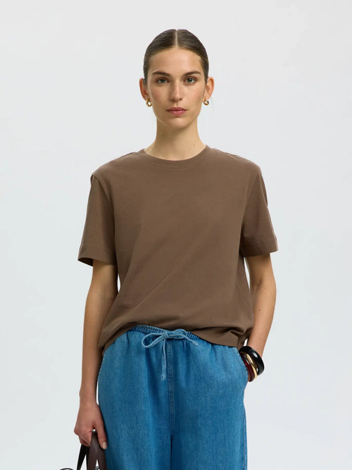 Selected Femme Boxy Tee - Chocolate Chip