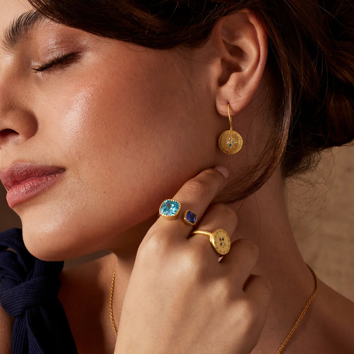 Ashiana Gemma Ring Blue