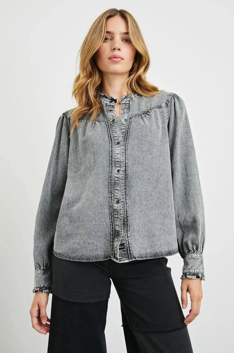 Rails Alana Blouse Black Acid Wash Heidi And Hudson