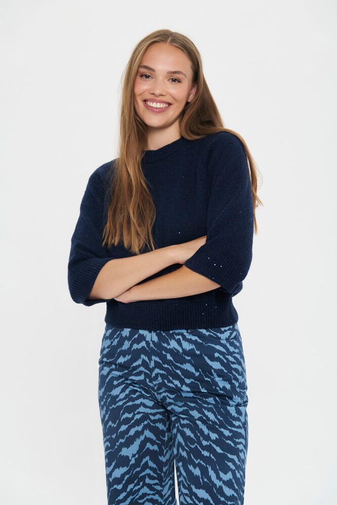 Saint Tropez Nova Sequin Jumper - Navy