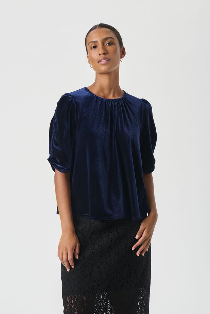 Part Two Valeria Velvet Blouse - Navy