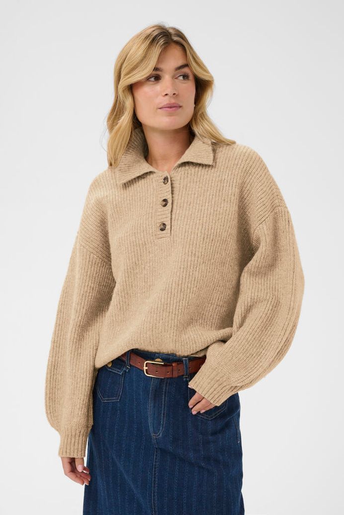 Saint Tropez Ottoline Polo Jumper - Camel