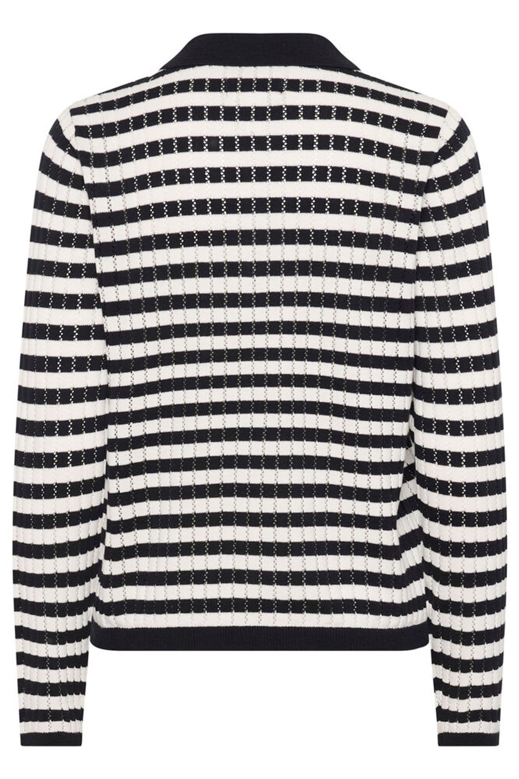 Part Two Zaria Striped Polo Knit - White/ Navy
