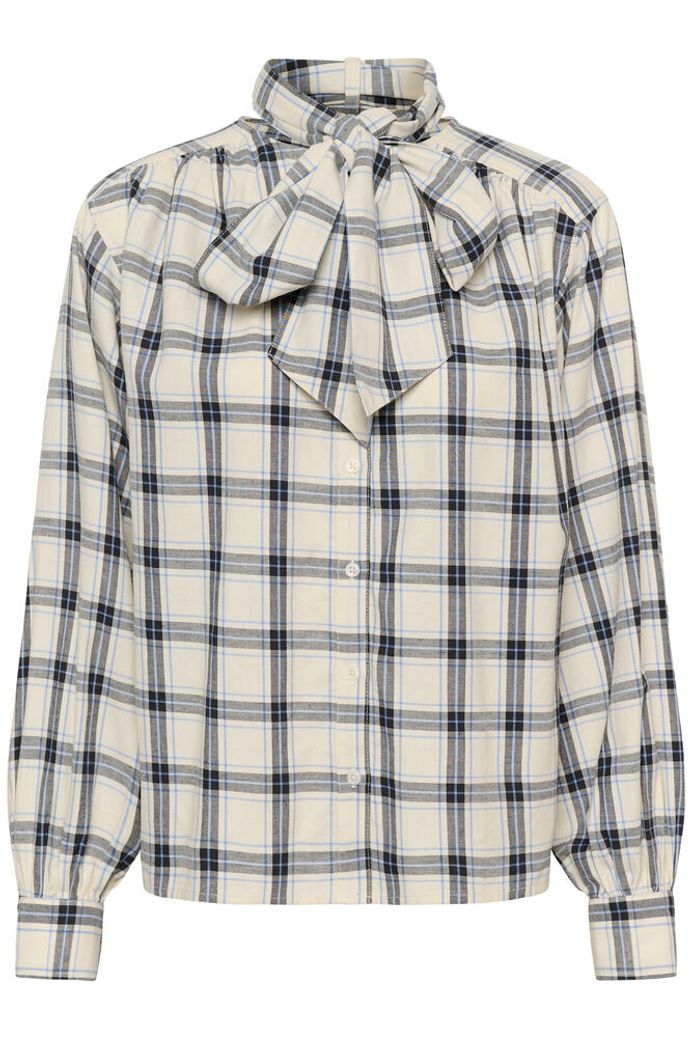 Part Two Yaninas Check Pussy Bow Blouse