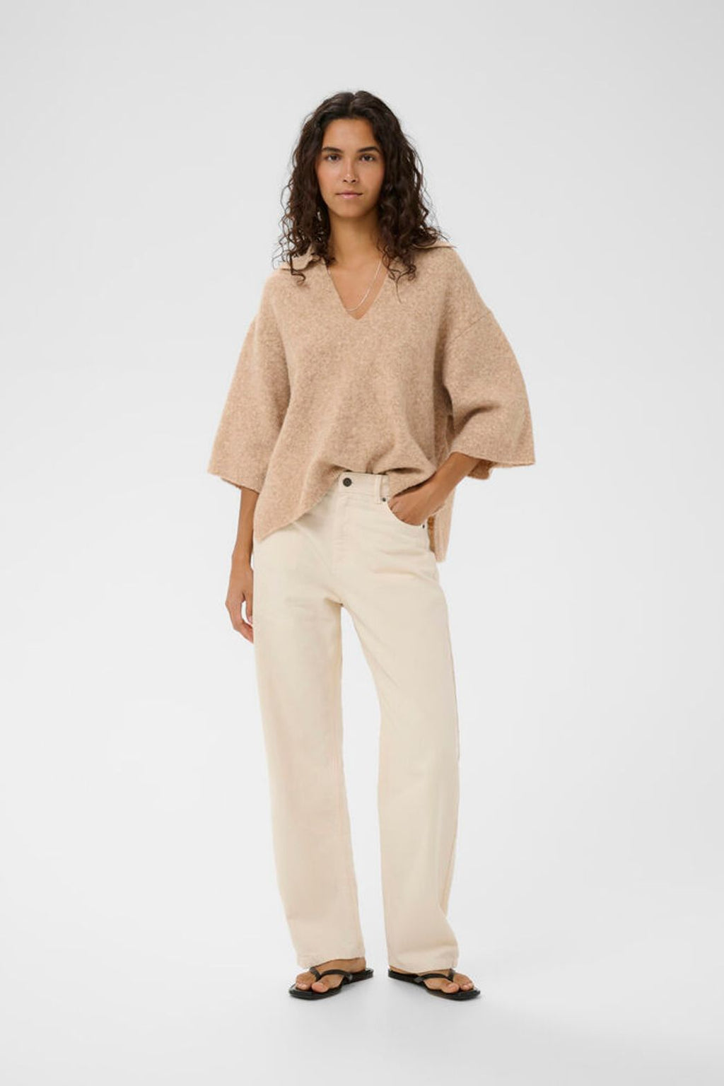 In Wear Guni Knit Polo - Cornstalk Melange
