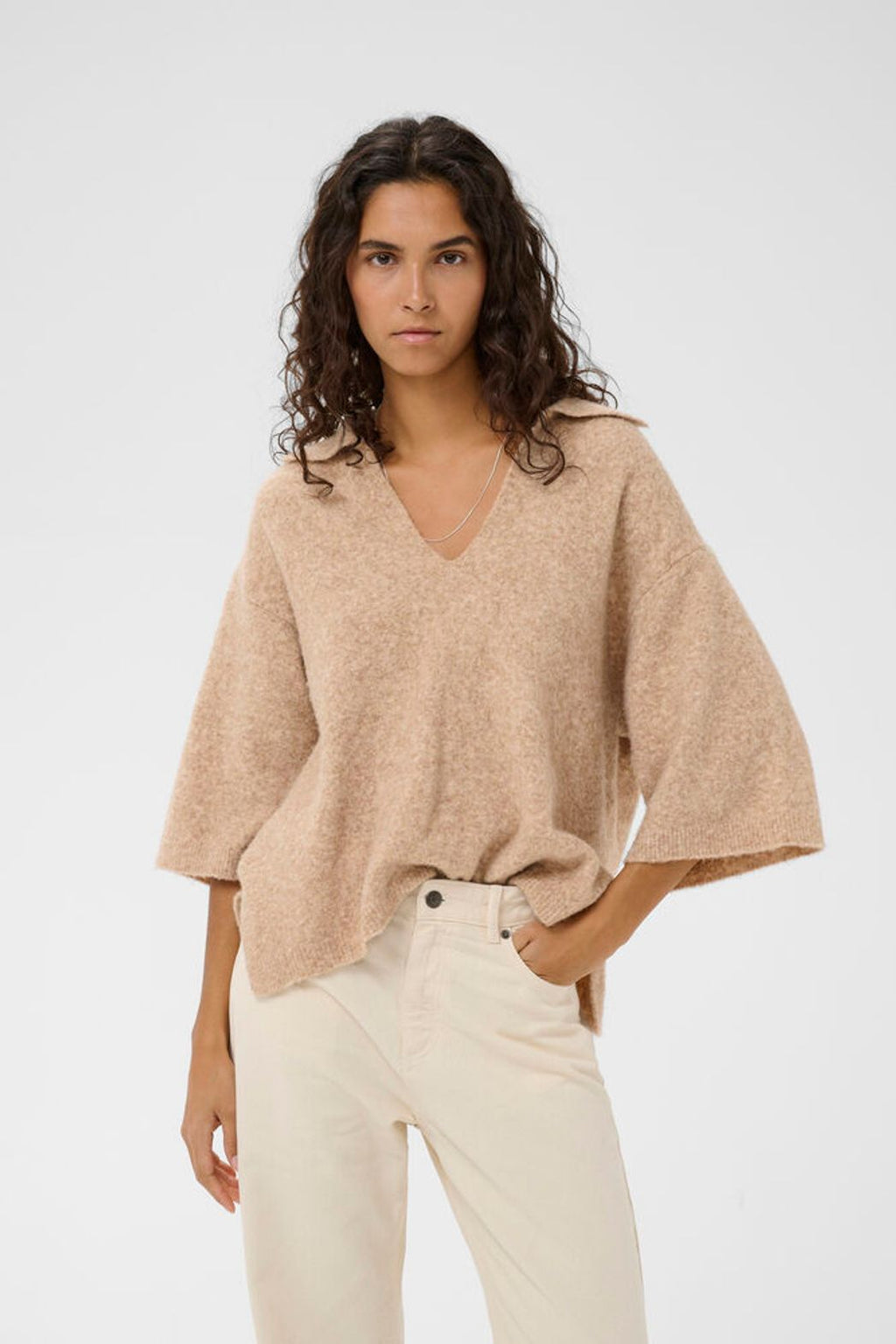 In Wear Guni Knit Polo - Cornstalk Melange