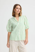 Ichi Jovil Striped Shirt - Green