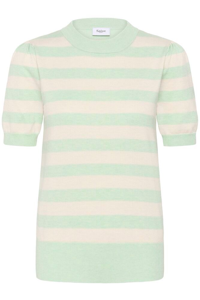 Saint Tropez Mila Jumper Short Sleeve Stripe - Green