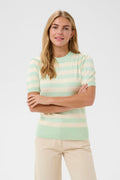 Saint Tropez Mila Jumper Short Sleeve Stripe - Green