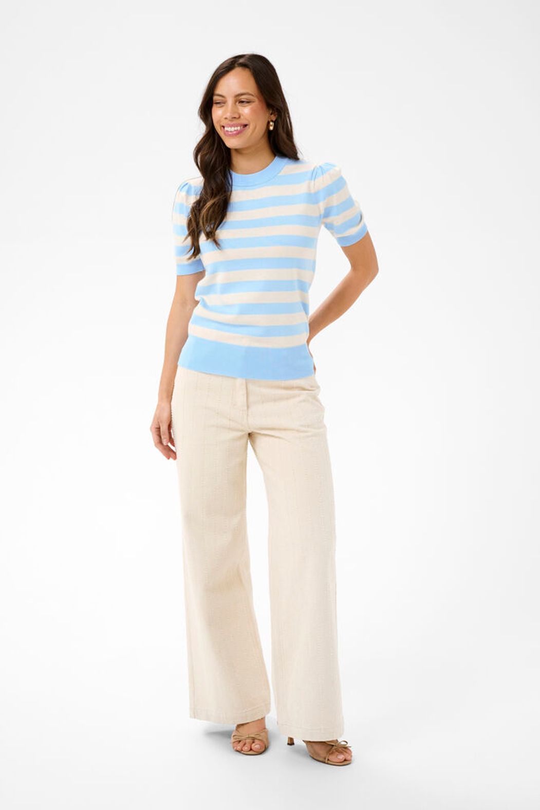 Saint Tropez Mila Jumper Short Sleeve Stripe - Blue