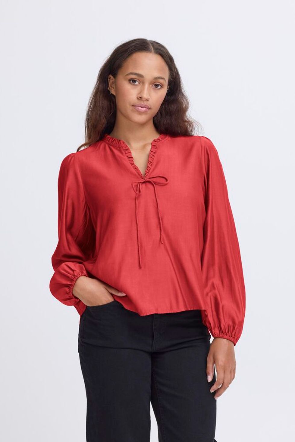 Ichi Karlani Satin Blouse - Red
