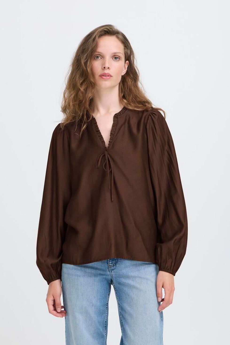 Ichi Karlani Satin Blouse - Brown