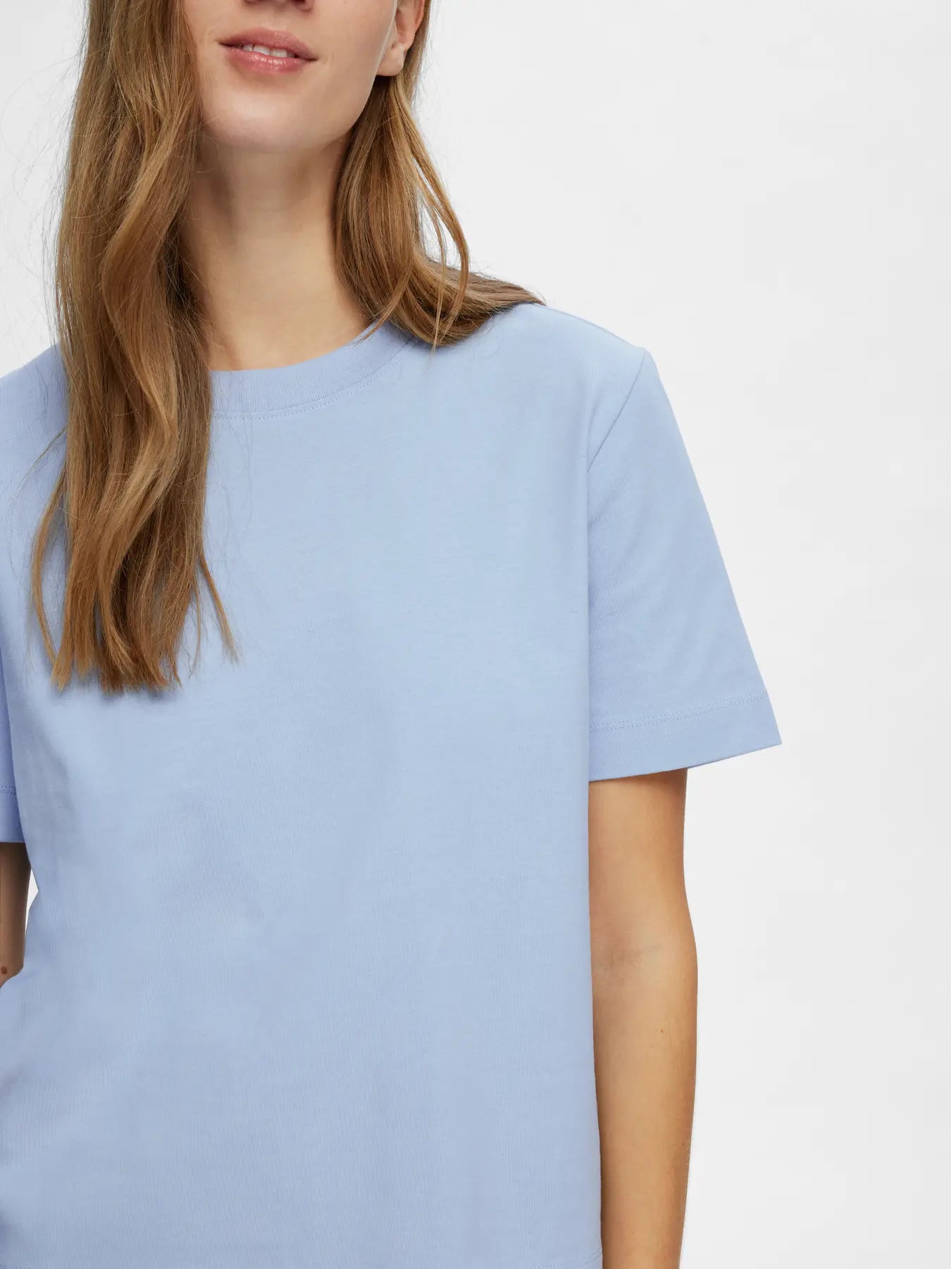 Selected Femme Essential Boxy Tee - Cashmere Blue