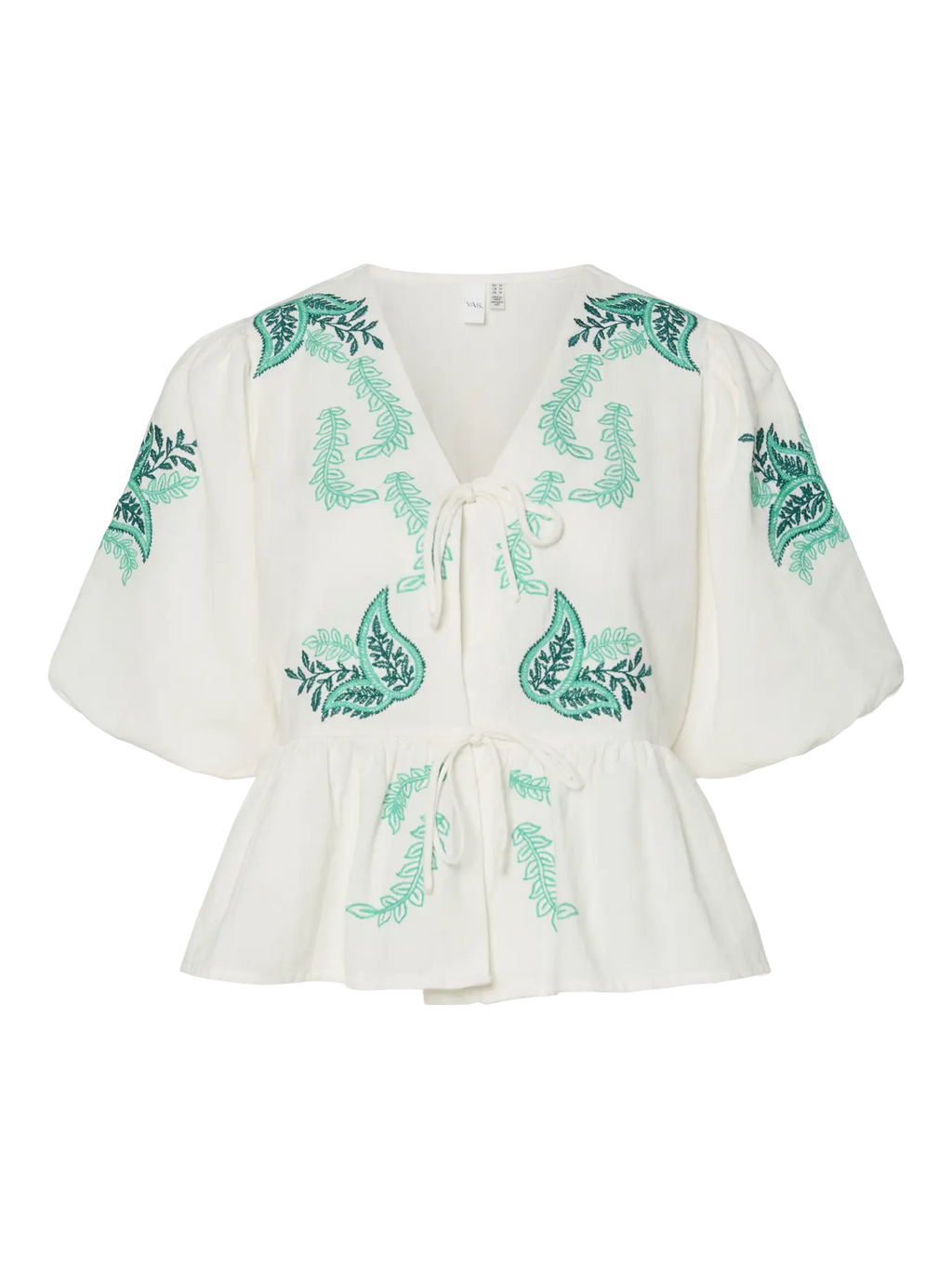 YAS Pine Embroidered Blouse - White