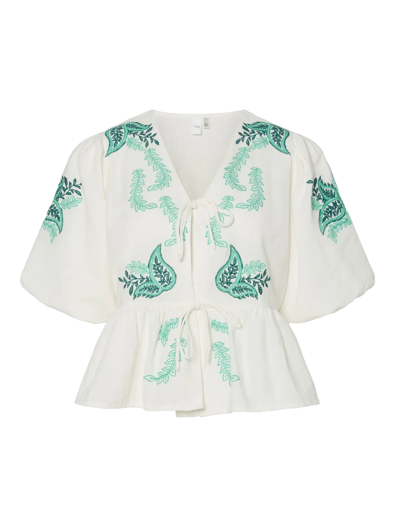 YAS Pine Embroidered Blouse - White
