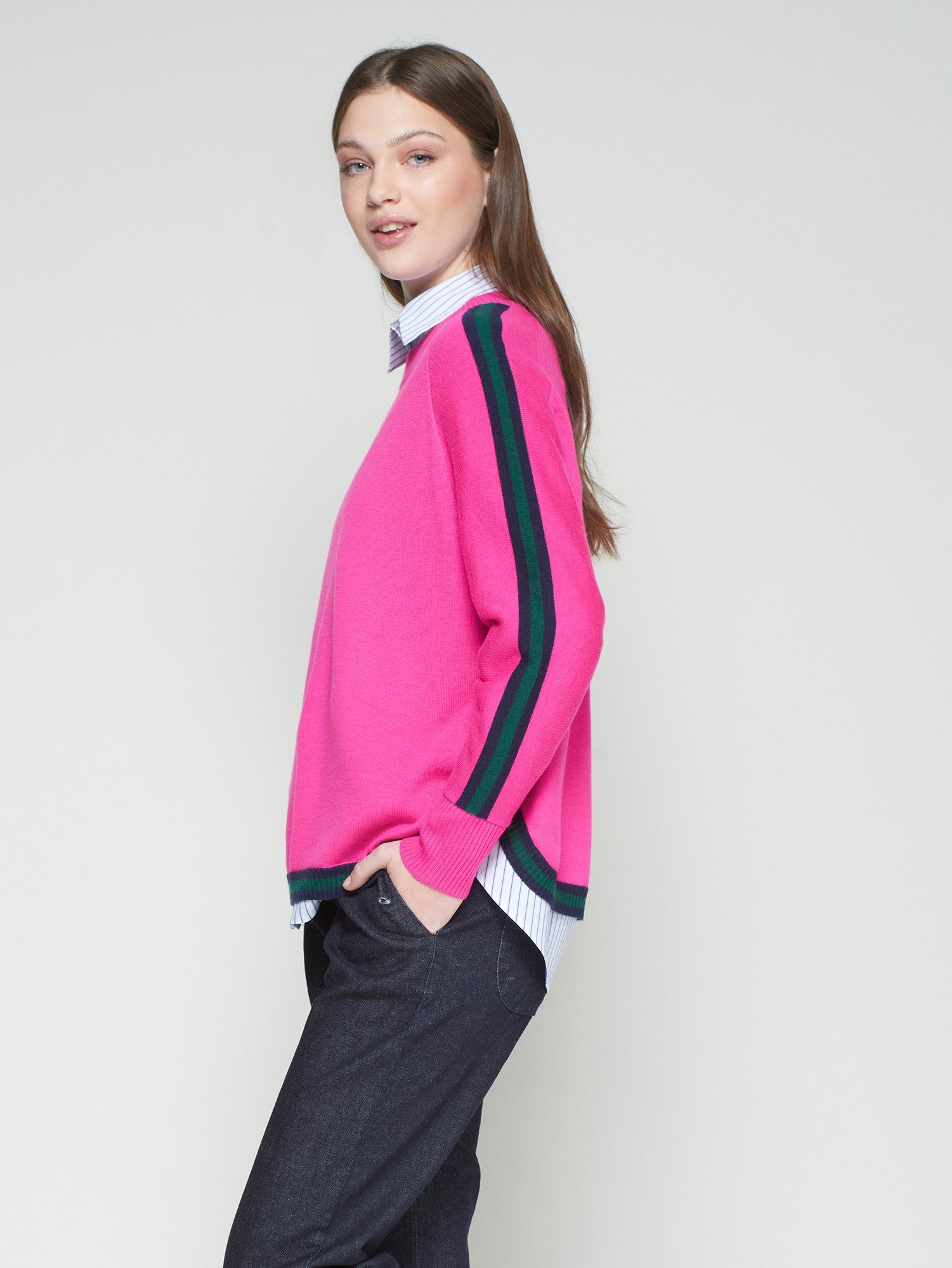 Vilagallo Wool Stripe Jumper - Pink