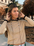 Vilagallo Ruffle Neck Jumper - Camel