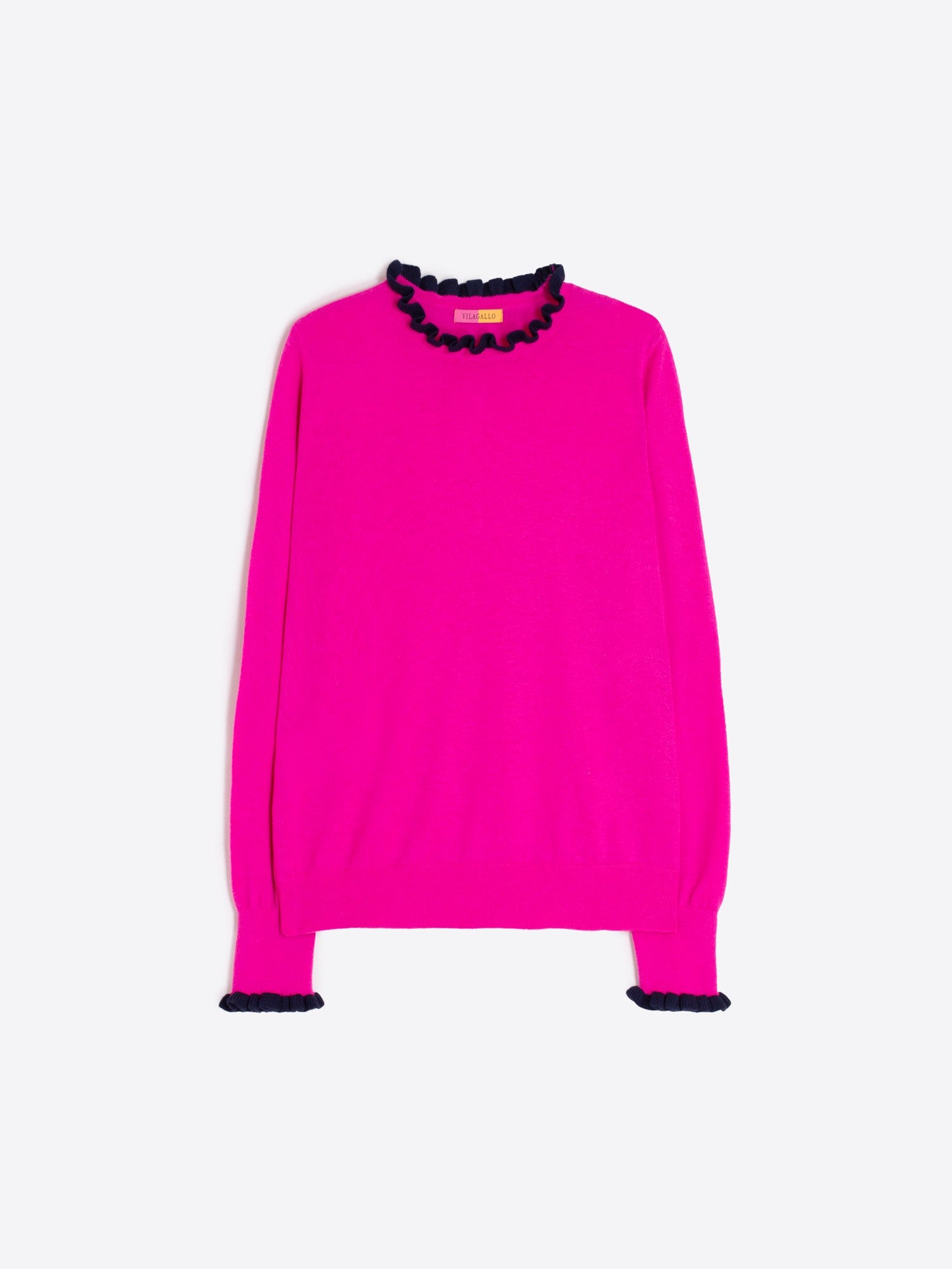 Vilagallo Ruffle Neck Jumper - Pink