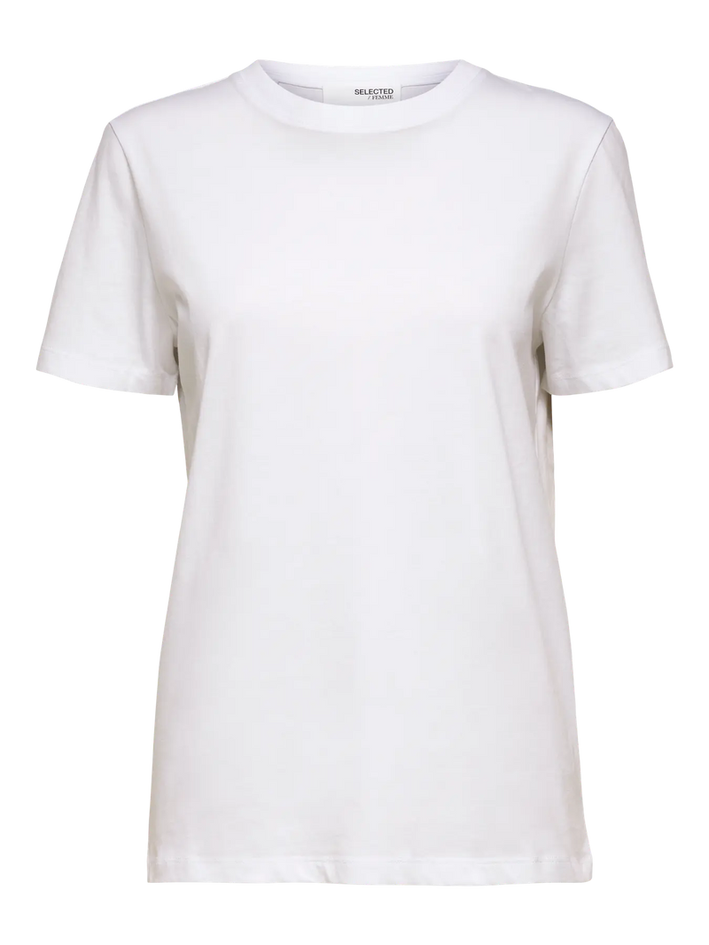 Selected Femme Essential O Neck Tee - White