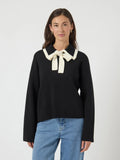 Yas Josie Bow Neck Jumper - Black