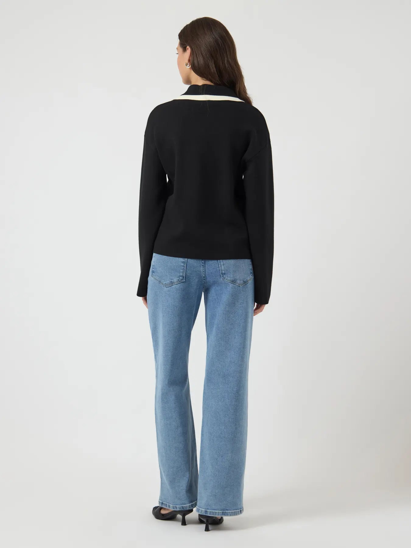 Yas Josie Bow Neck Jumper - Black