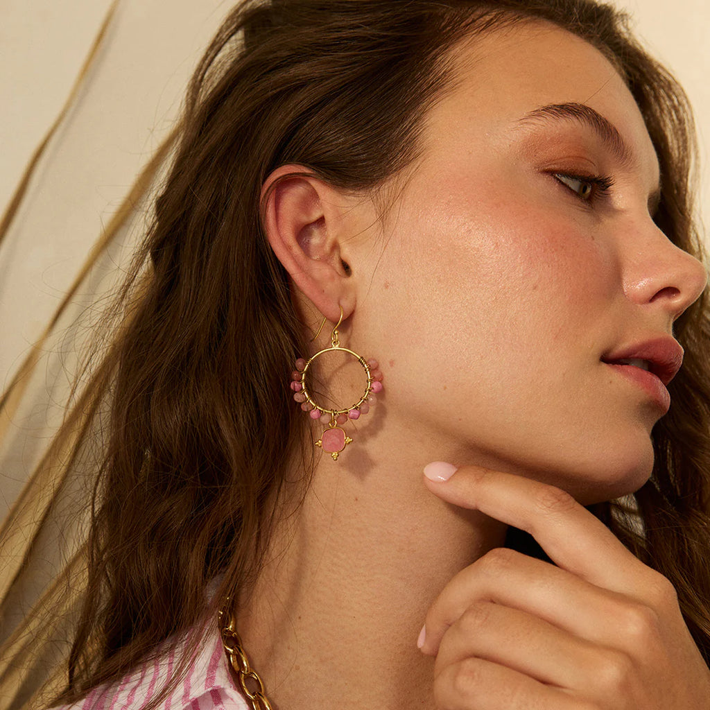 Ashiana Malibu Beaded Earrings - Pink