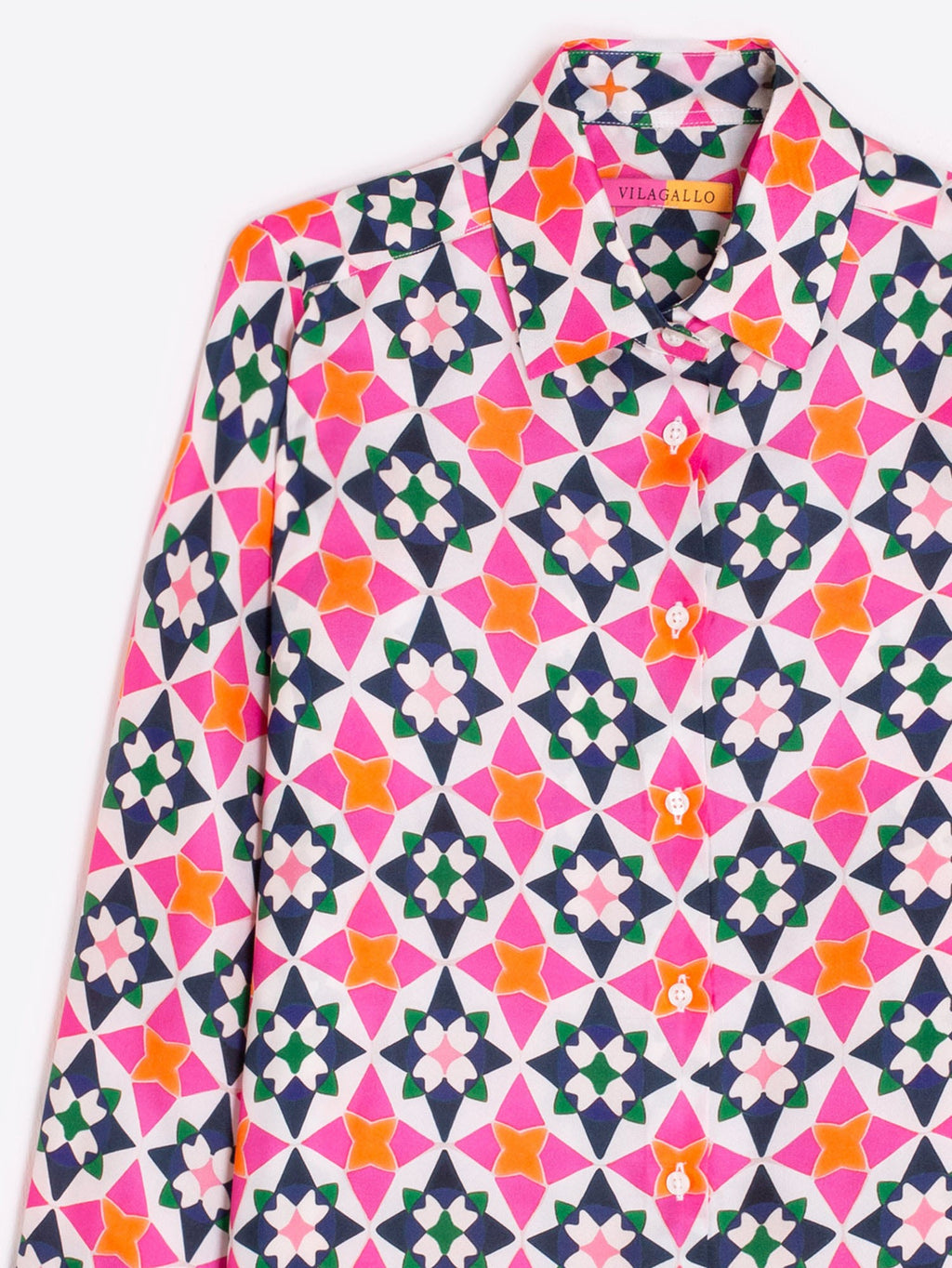 Vilagallo Geometric Silk Shirt - Pink