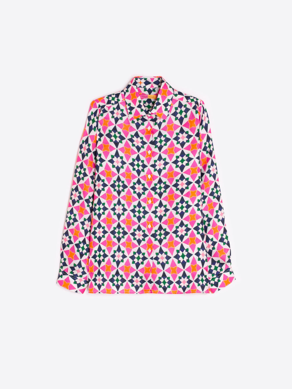 Vilagallo Geometric Silk Shirt - Pink