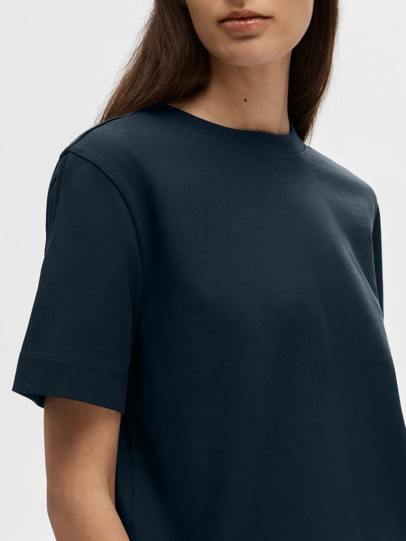 Selected Femme Essential Boxy Tee - Navy