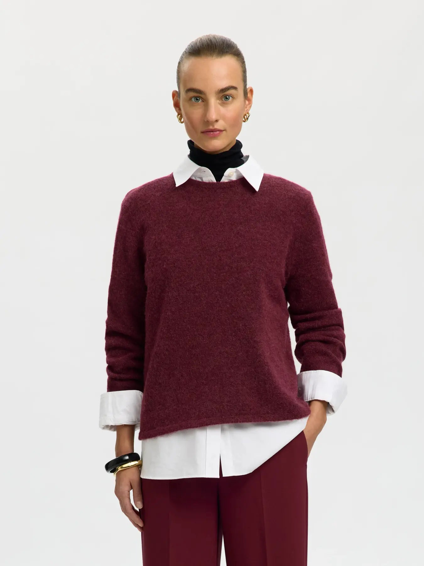 Selected Lulu O Neck Jumper - Port