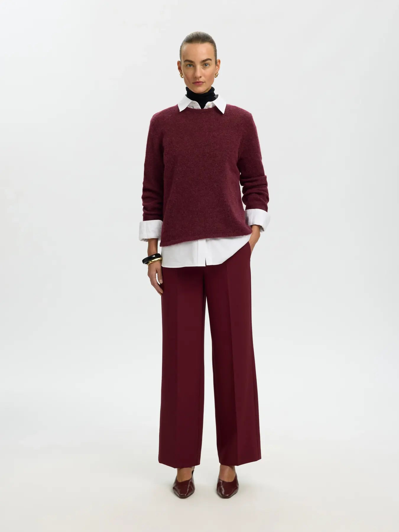 Selected Lulu O Neck Jumper - Port