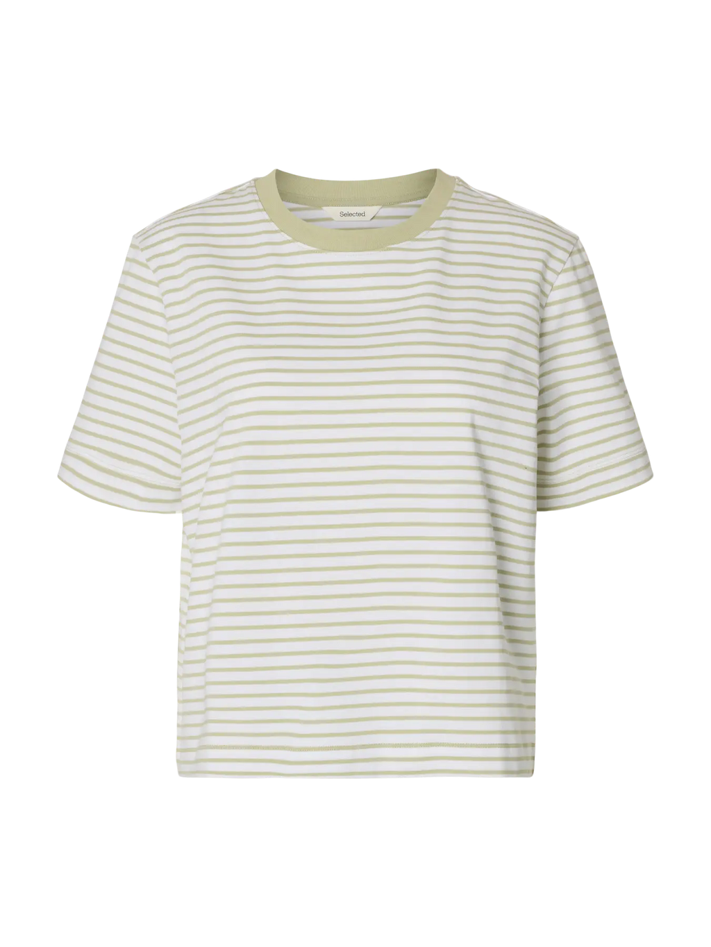 Selected Femme Essential Boxy Tee - Green Stripe