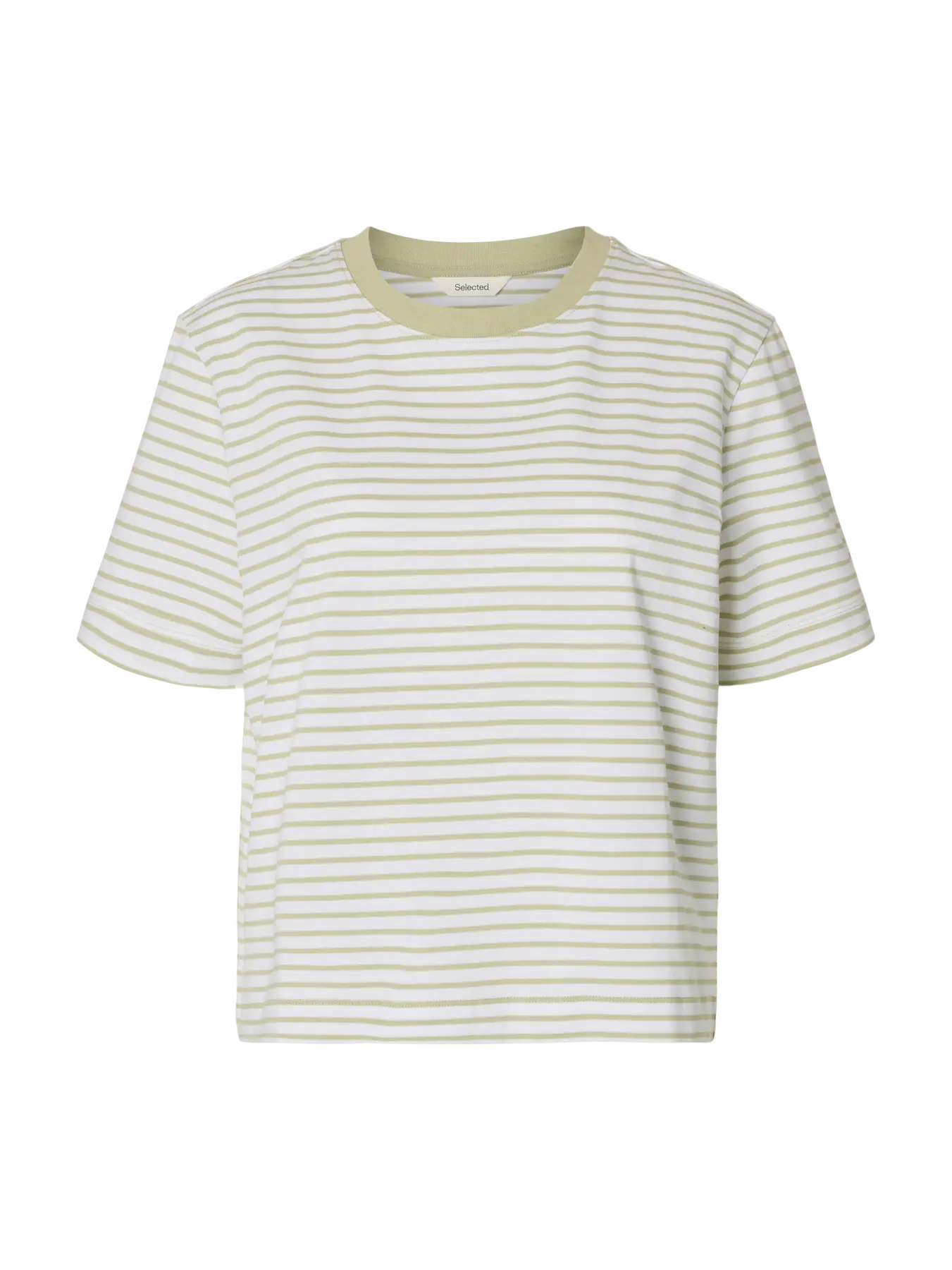 Selected Femme Essential Boxy Tee - Green Stripe