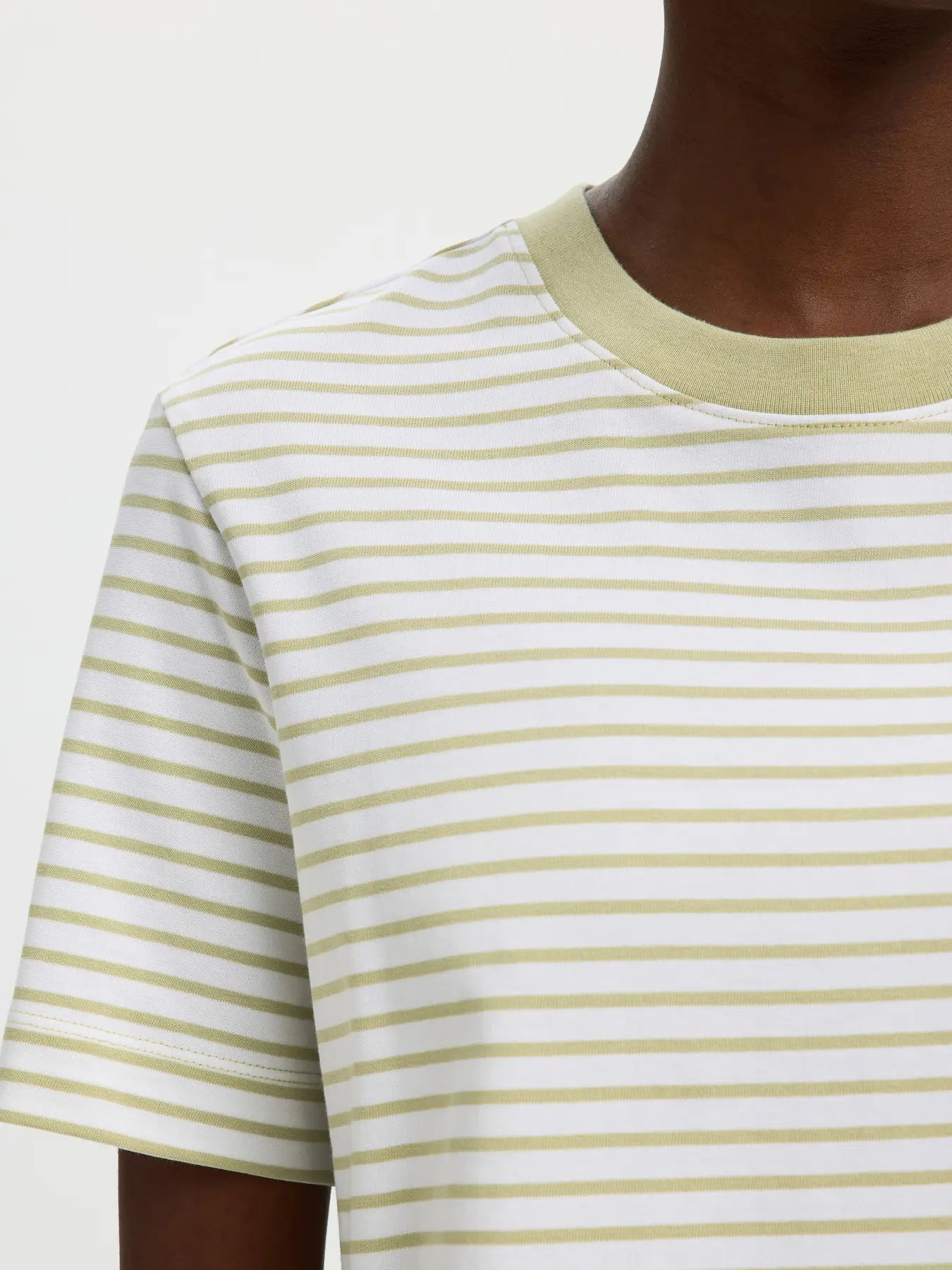 Selected Femme Essential Boxy Tee - Green Stripe