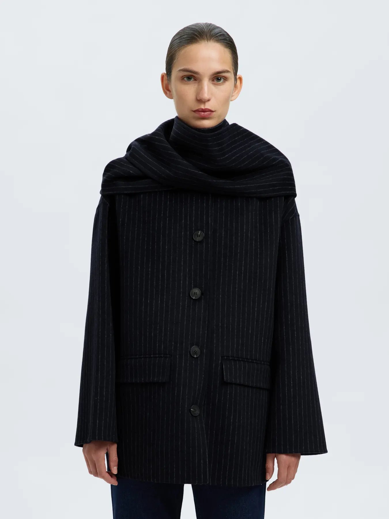 Selected Femme Pam Pinstripe Jacket - Navy